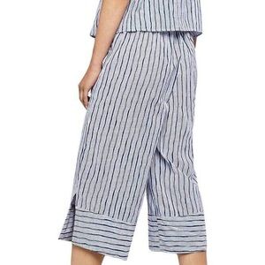 NEW BCBGeneration Boho blue strip high rise wide leg crop pull on slouchy pant M